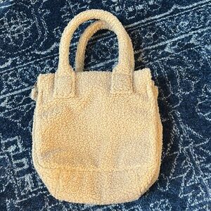 NWOT J. Crew Tan Sherpa small tote Bag with Plush Texture